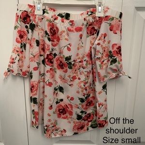 Off the shoulder floral shirt